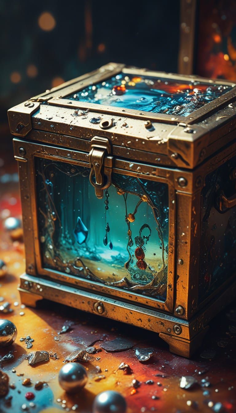 Shimmering Memory Treasure Chest in Oil Paint