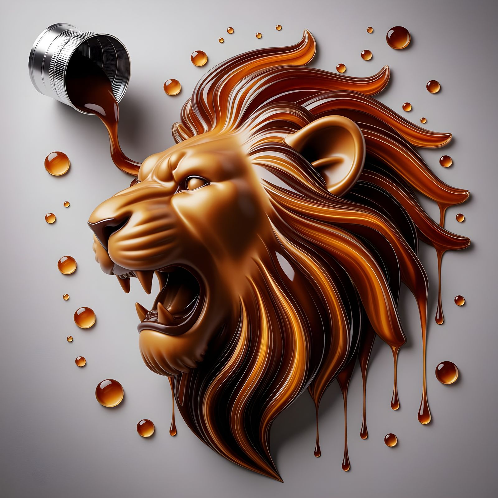 Lion Sculpture Made of Flowing Caramel