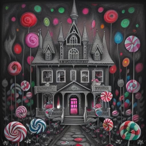 Lollipops in Colorful Candyland Gothic Art