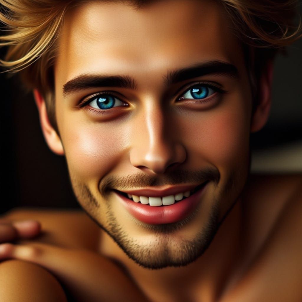 Photorealistic Close-Up of a Smiling Man