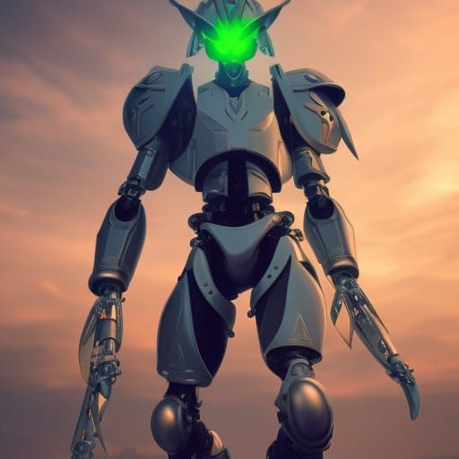 Cyborg Link with Mechanical Master Sword in Sci-Fi Style