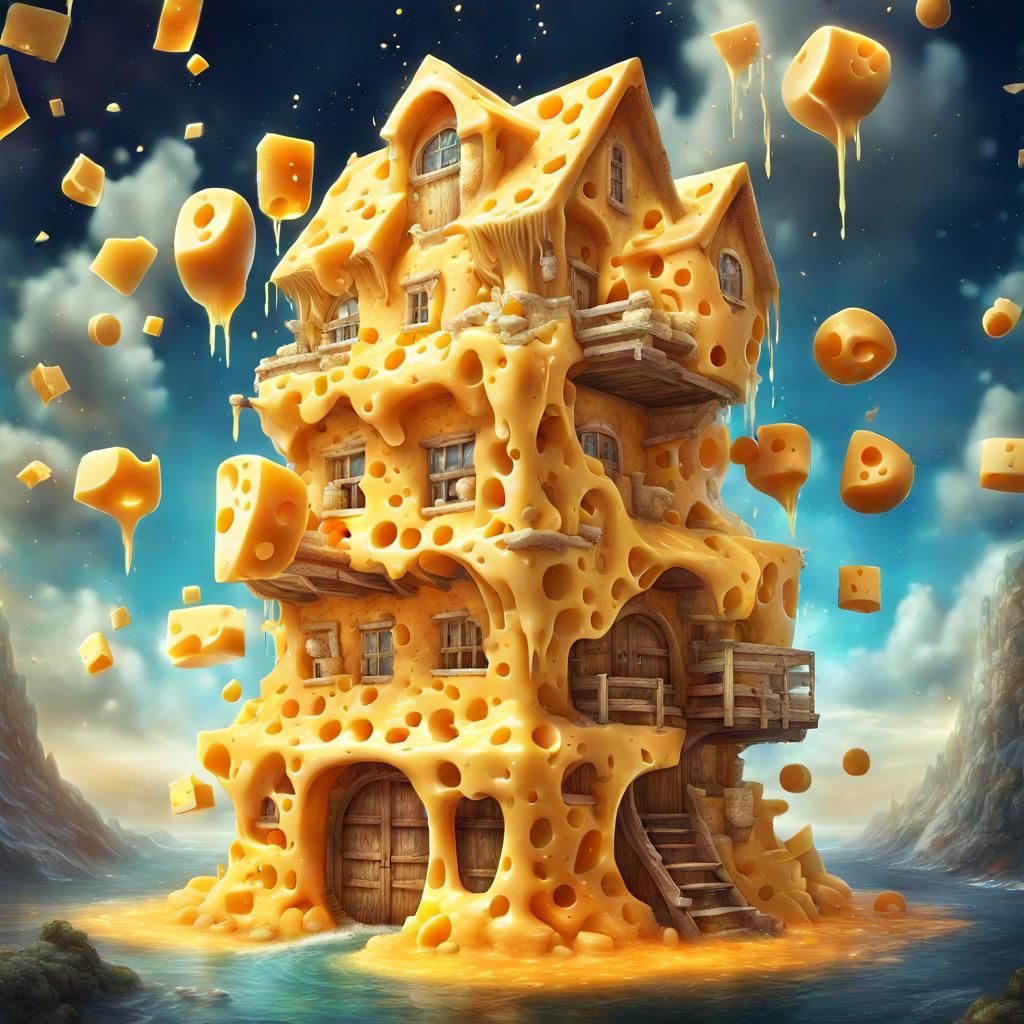 Cheese Building: Intricate Anime Concept Art