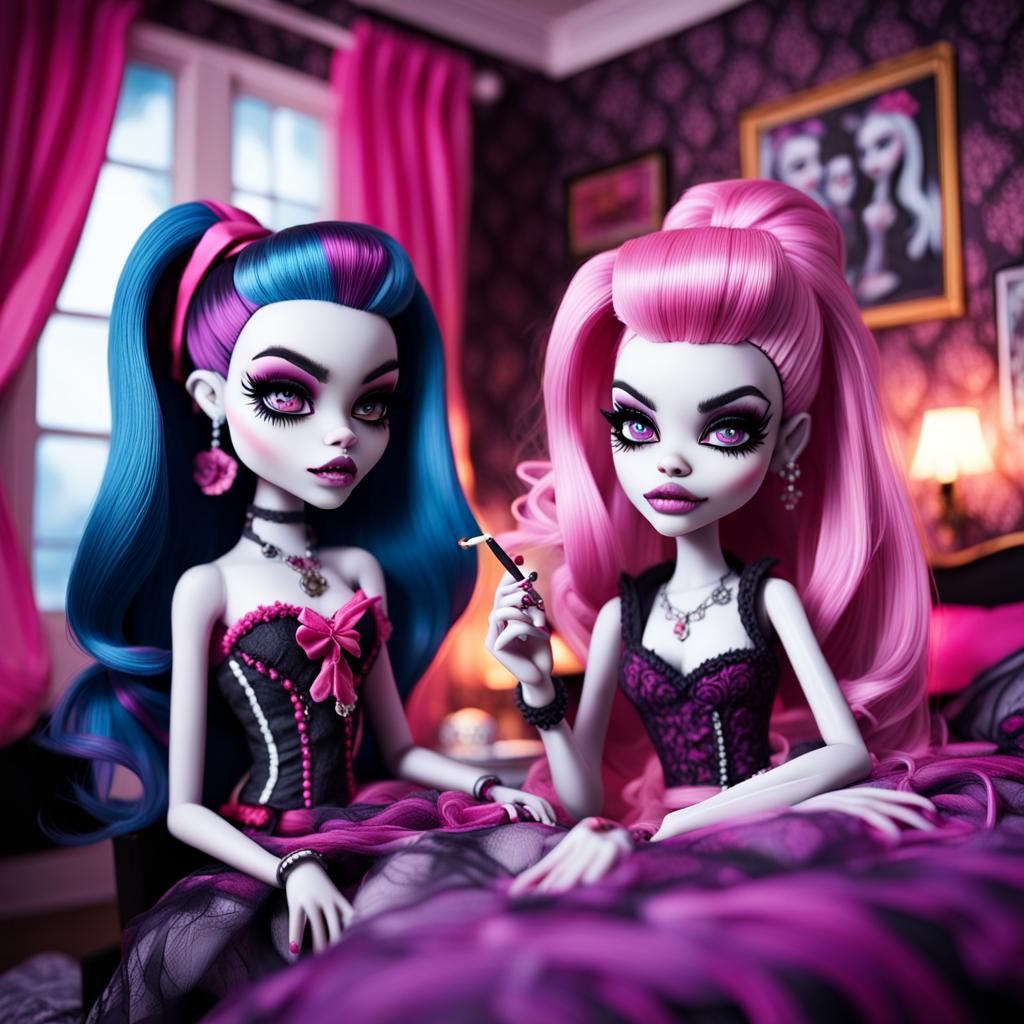 monster high abbey bominable and draculaura smoking weed tog...