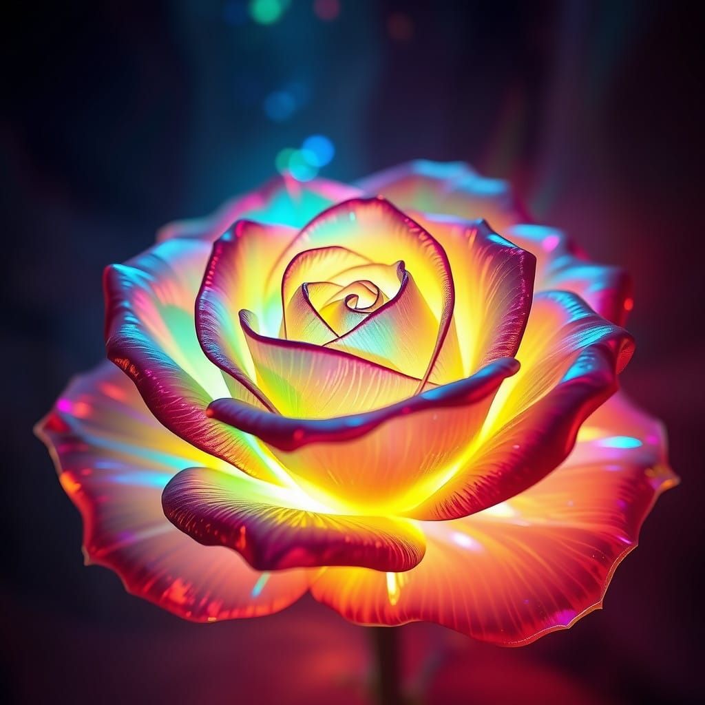 Ethereal Rose Bouquet in Vibrant, Dreamlike Style