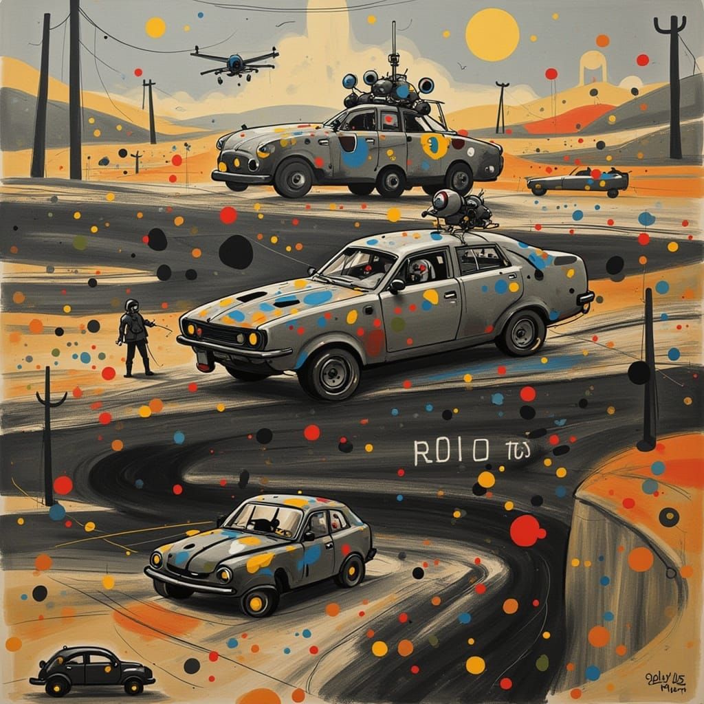 Abstract Sepia Ink Punk Surreal Artwork