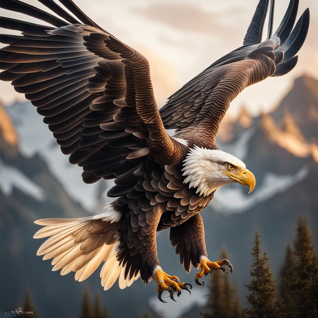 Majestic Bald Eagle Portrait in Flight