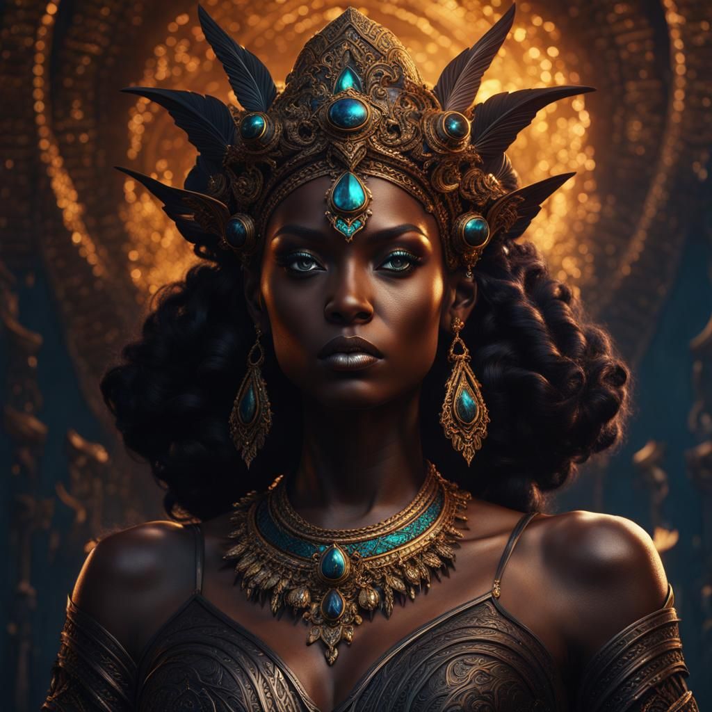 Detailed Black Goddess Matte Painting