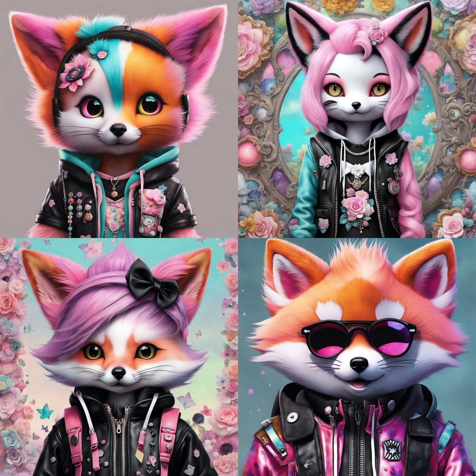 Sanrio Fox in Pastel Goth Style Collage