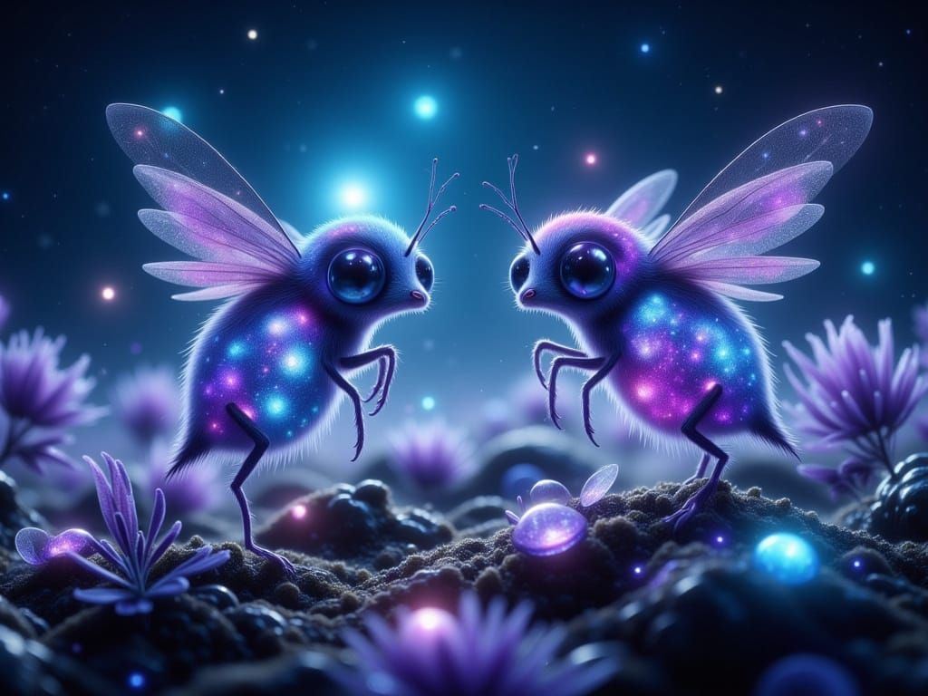 Ethereal Beings in Lunar Landscape