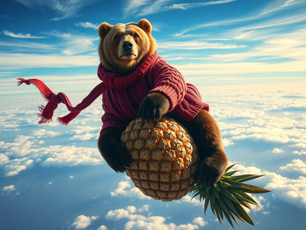 Majestic Kodiak Bear Falls from Clouds in Cinematic Surreali...