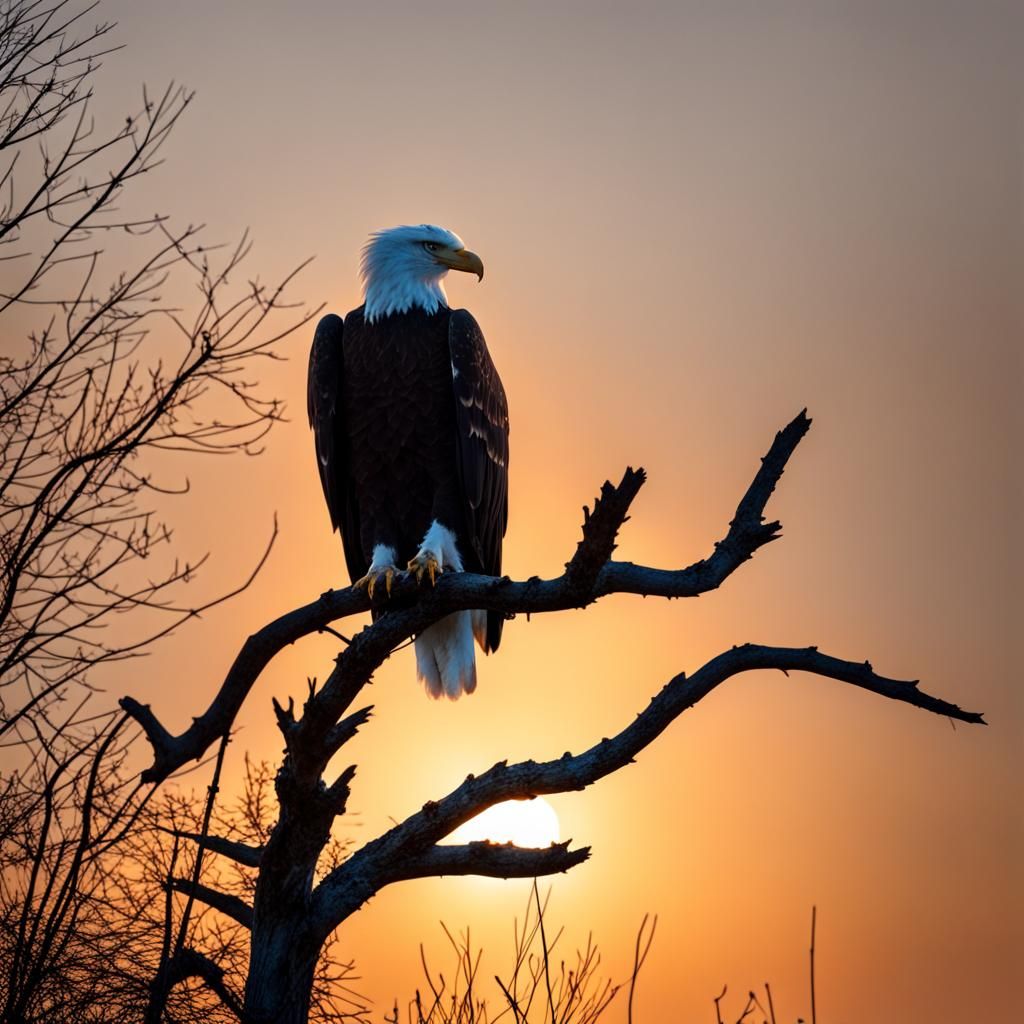 Bald Eagle Soaring at Sunrise
