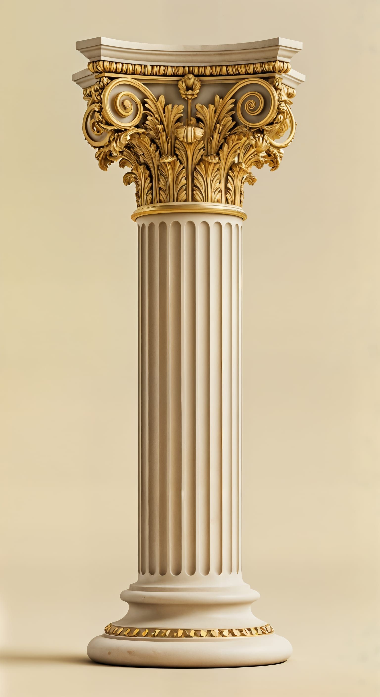 Photorealistic 3D Beige Column with Royal Gold Inlays