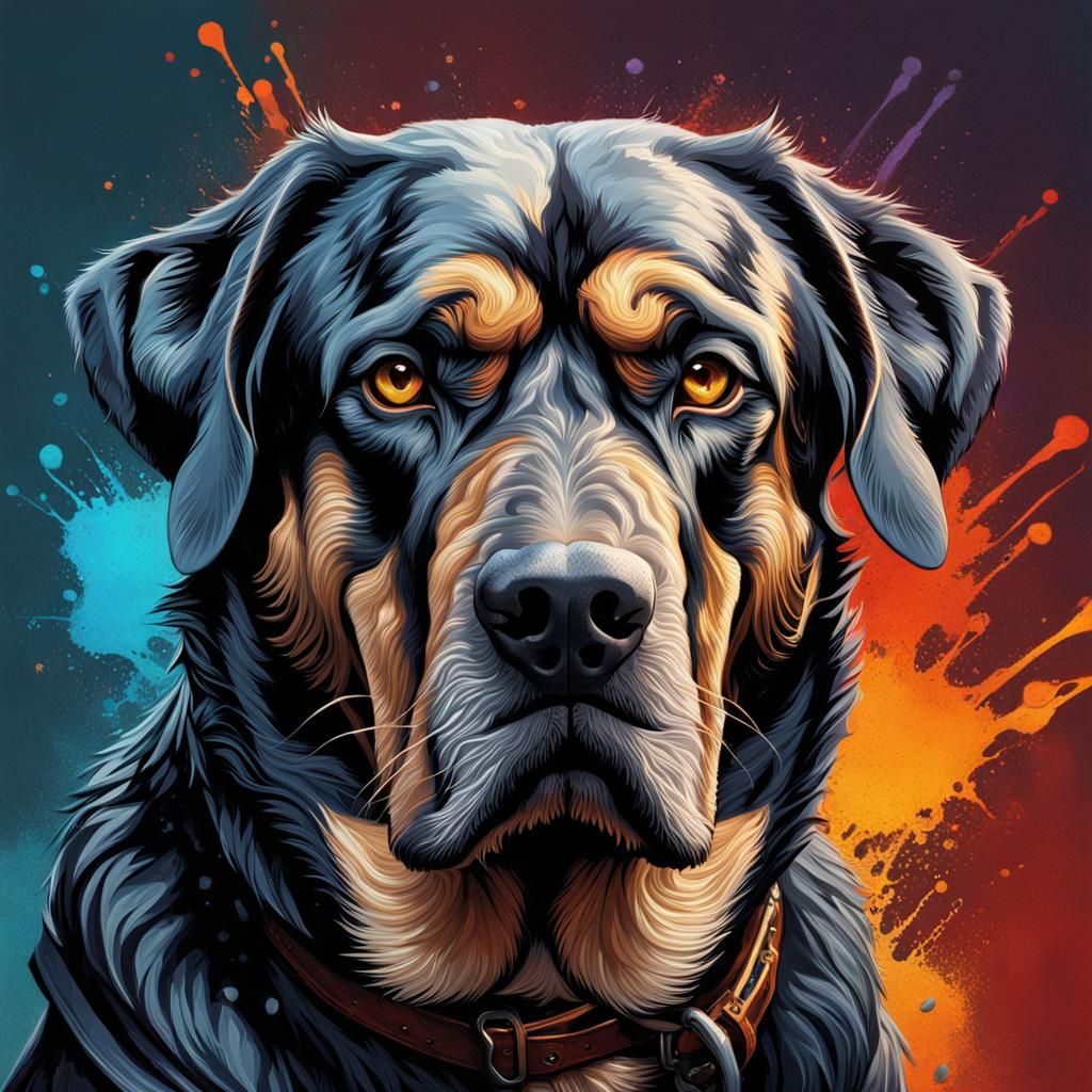 Hyperrealistic Dog Portrait in Splash Art Style