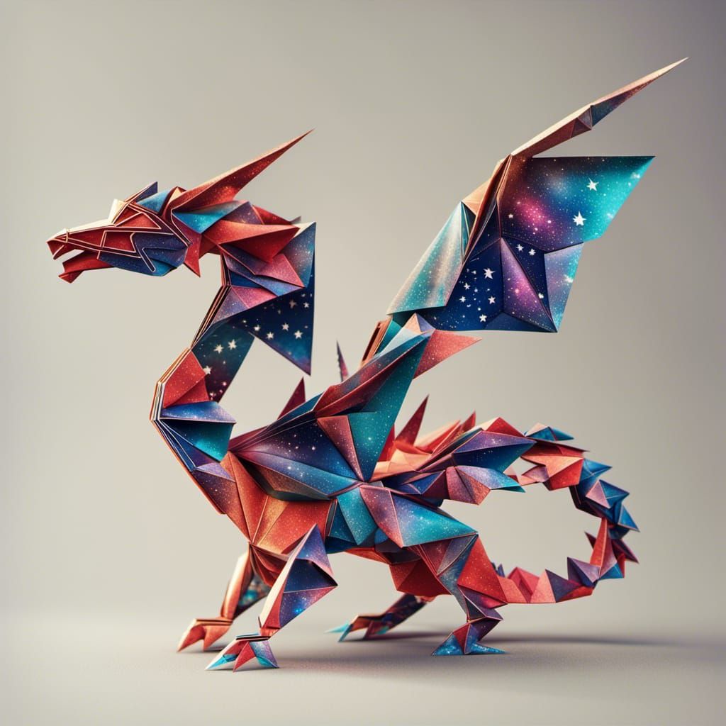 Celestial Origami Dragon Papercraft in 8K