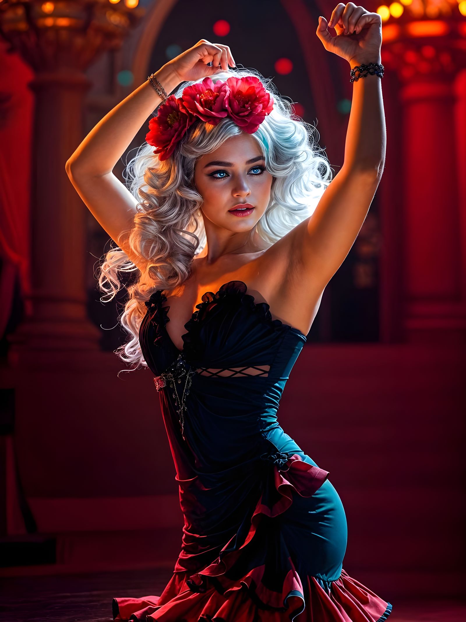 Glowing Fantasy World: A Flamenco Dancer in Ethereal Beauty