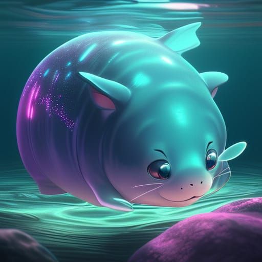 Stunning Studio Ghibli-Inspired Manatee Close-Up