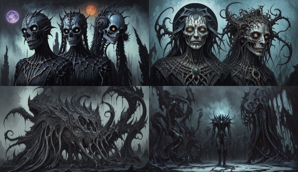 Gothic Alien Horror in Surrealist Oil Painting Style