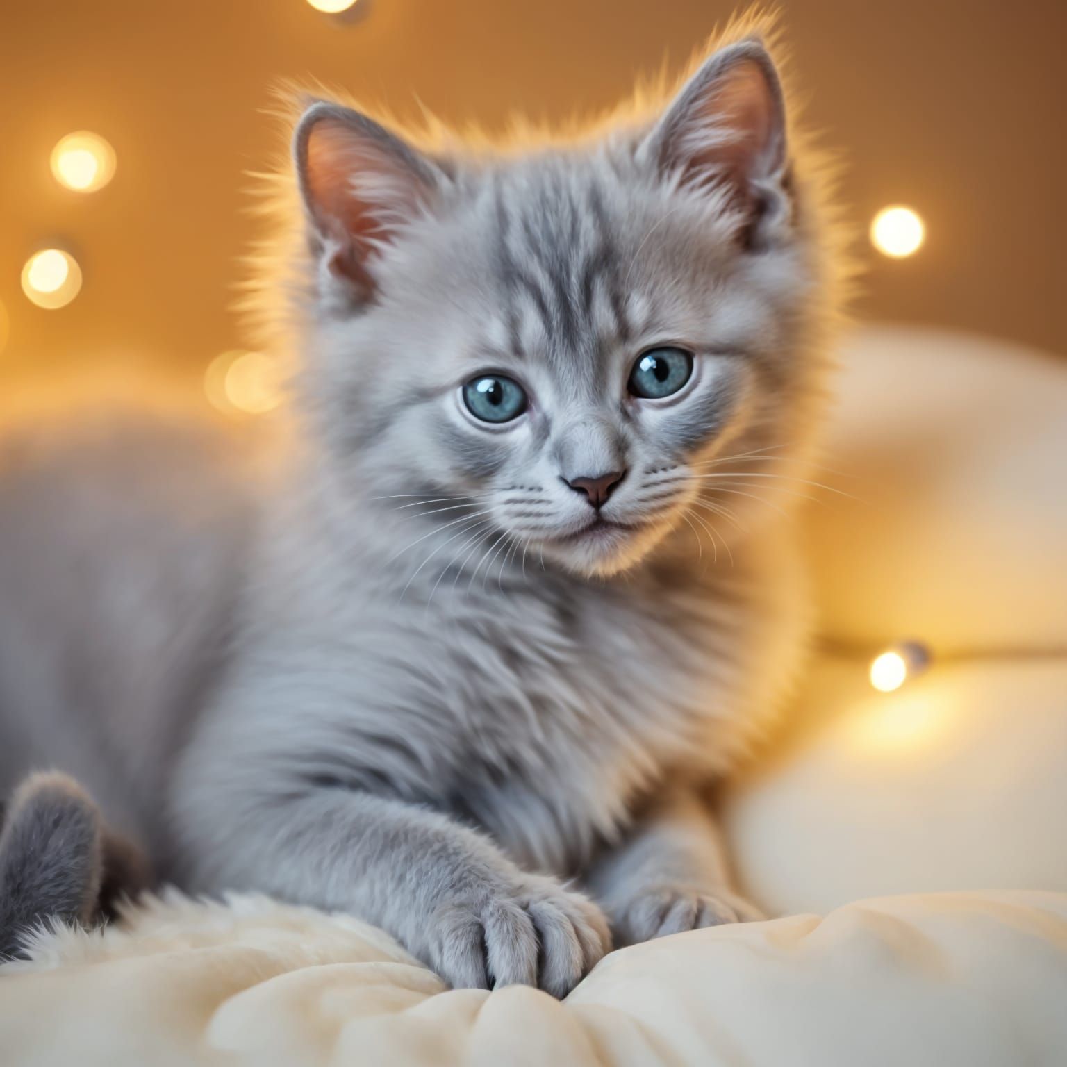 Whimsical Feline in Radiant Light Blue