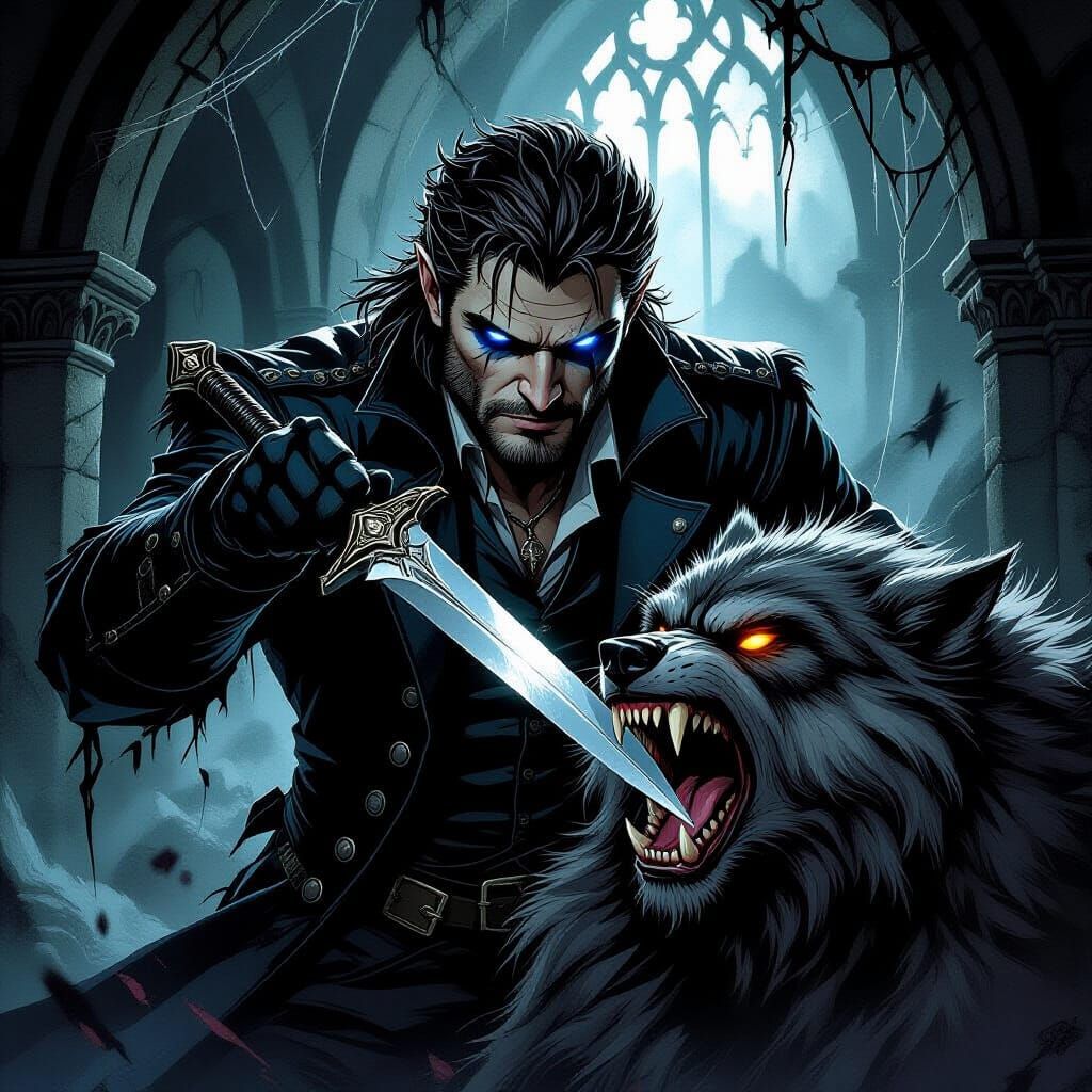 Vampire Lord Klaus Mikaelson Confronts Snarling Werewolf