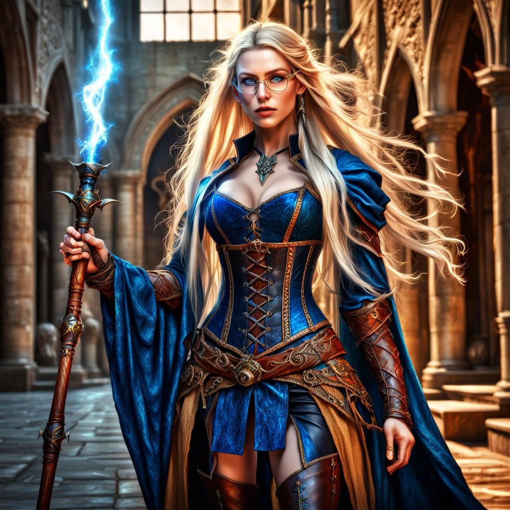 Half-Elf Sorceress with Lightning Powers in HDR