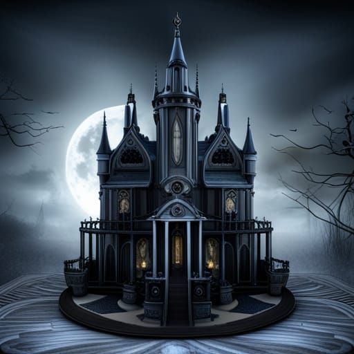 Gothic Haunted Mansion Cake in Digital Painting