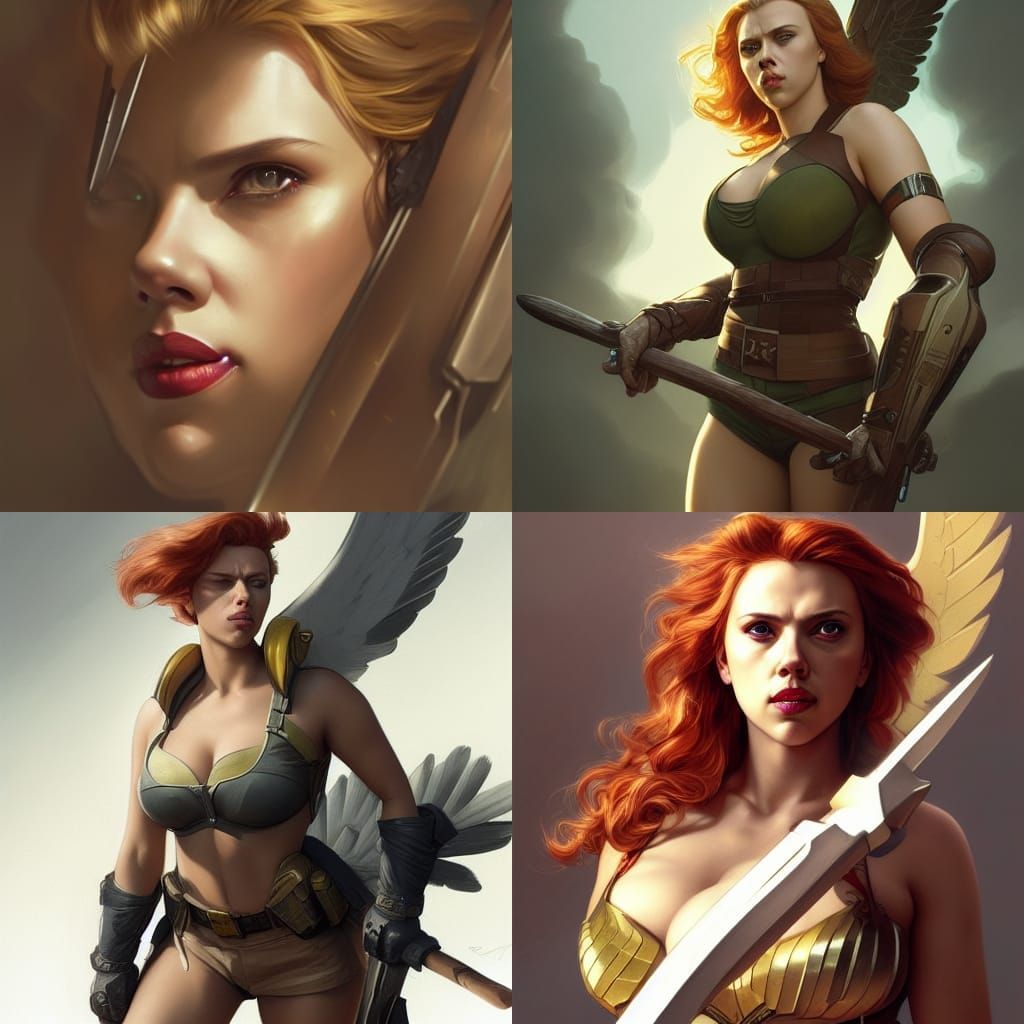 Hawkgirl Portrait in Hyperdetailed Splash Art Style