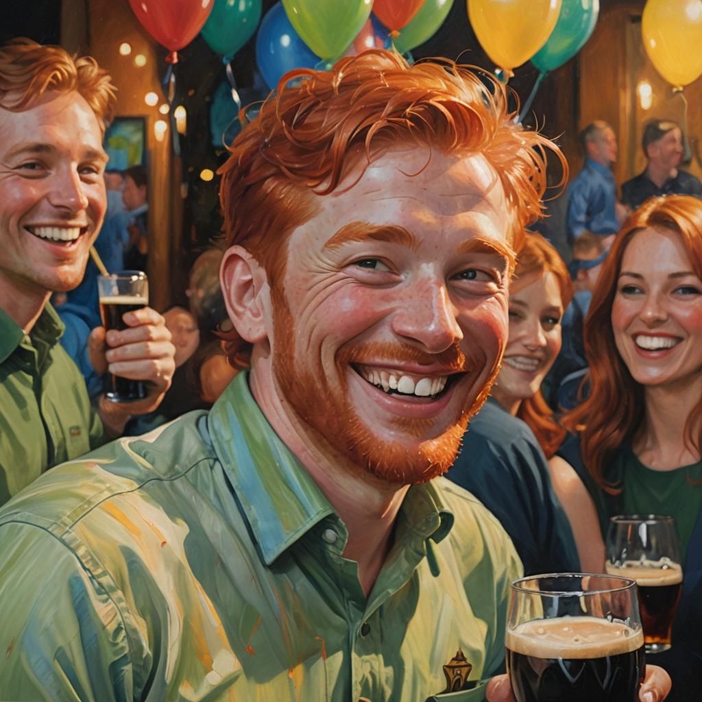 Irishman Celebrates Birthday in Vibrant Oil Painting