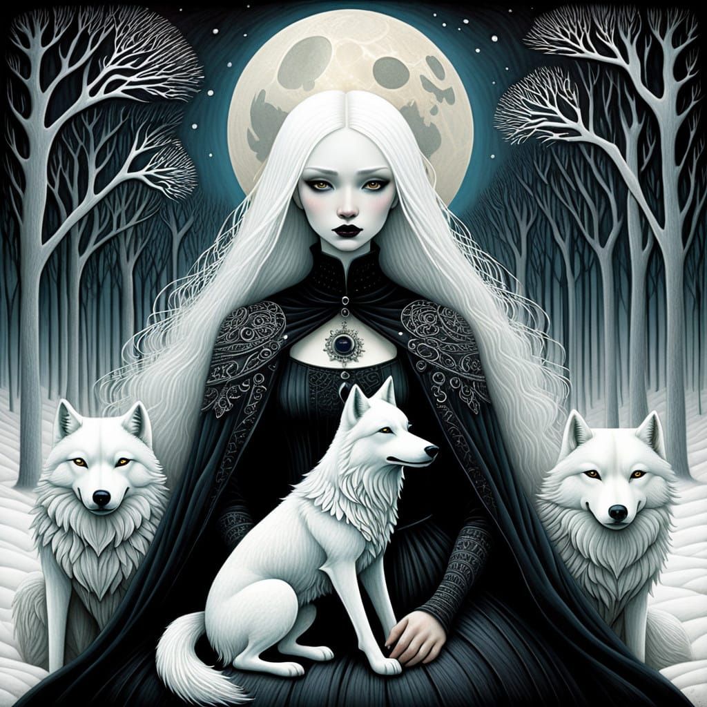 Goth Girl and Her Mystical White Companion