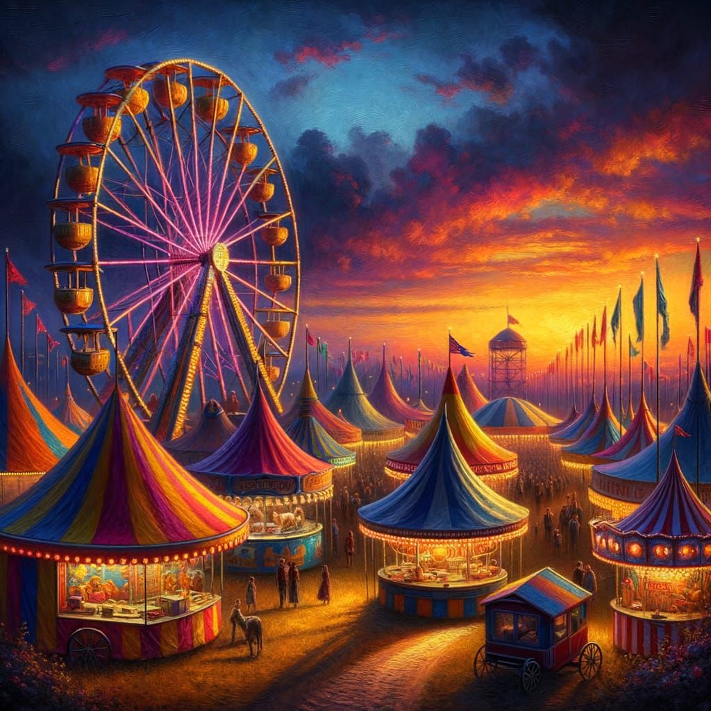 Magical Realism County Fair at Dusk