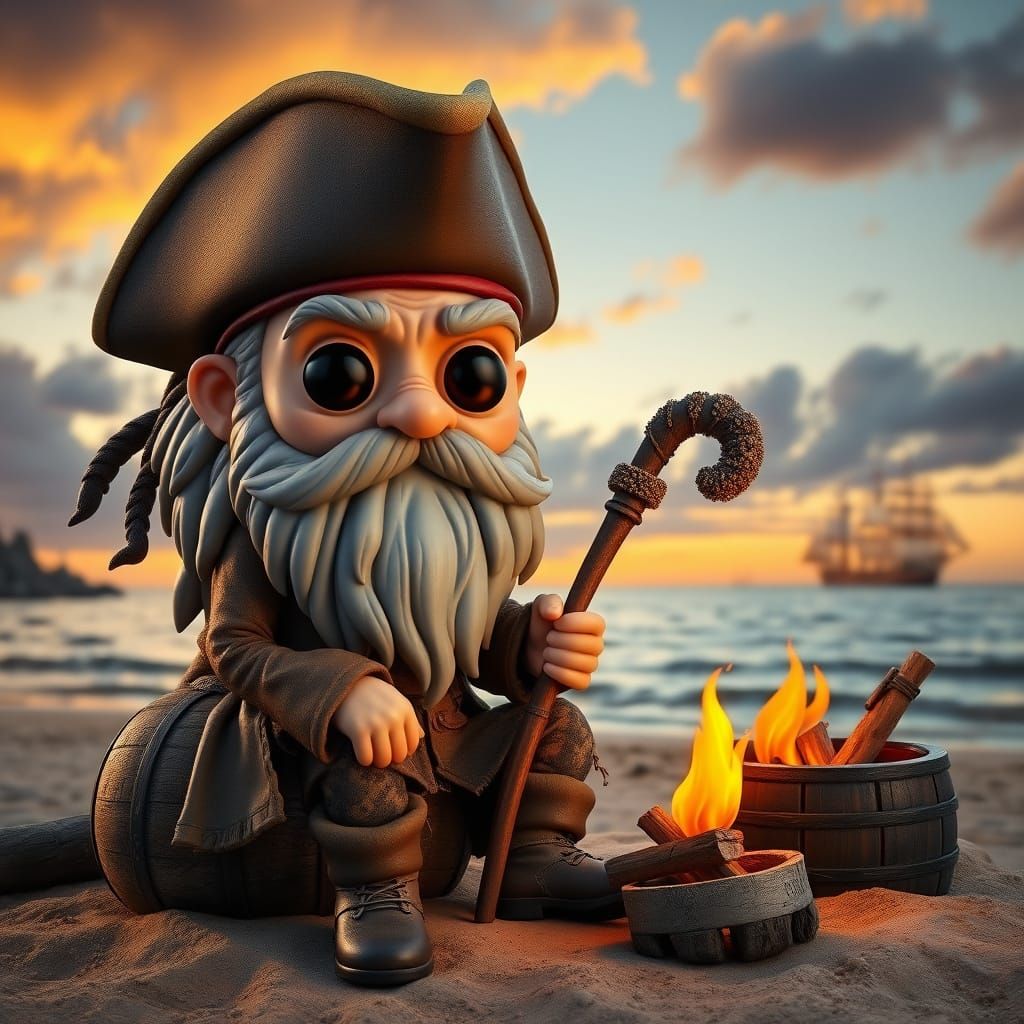 Retired Pirate Vinyl Figure in 3D Anime Style