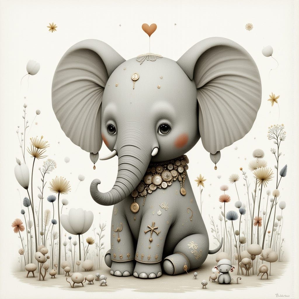 White Elephant Portrait in Dreamy Style