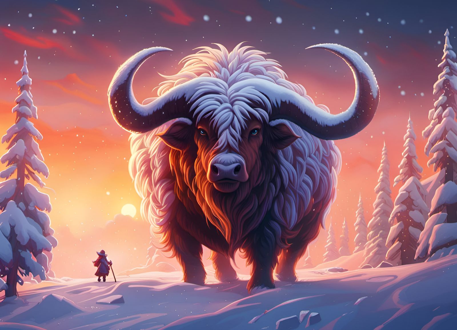 Woolly Mammoth in Snow: Digital Art