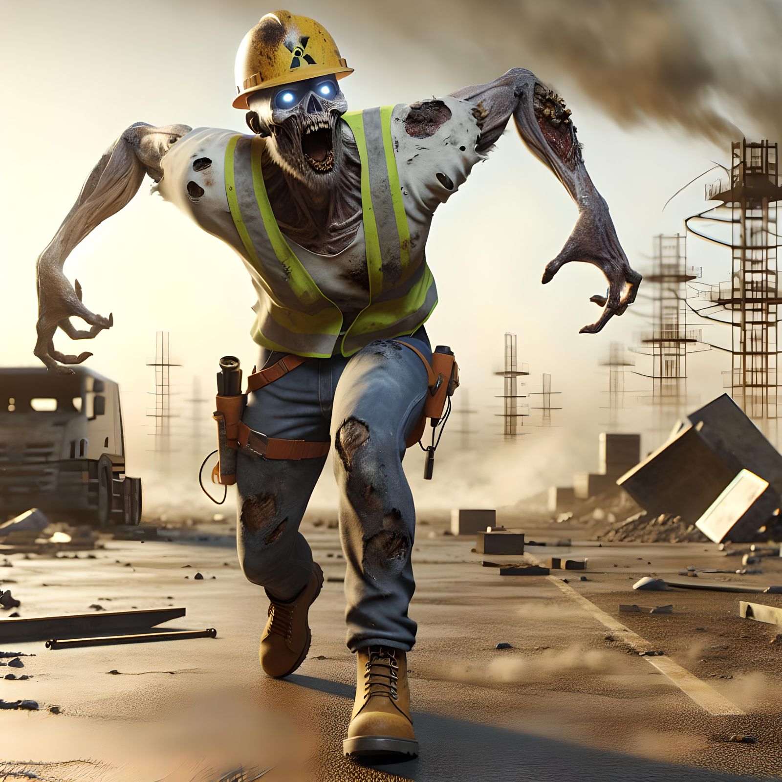 Radioactive Zombie Worker in Wasteland