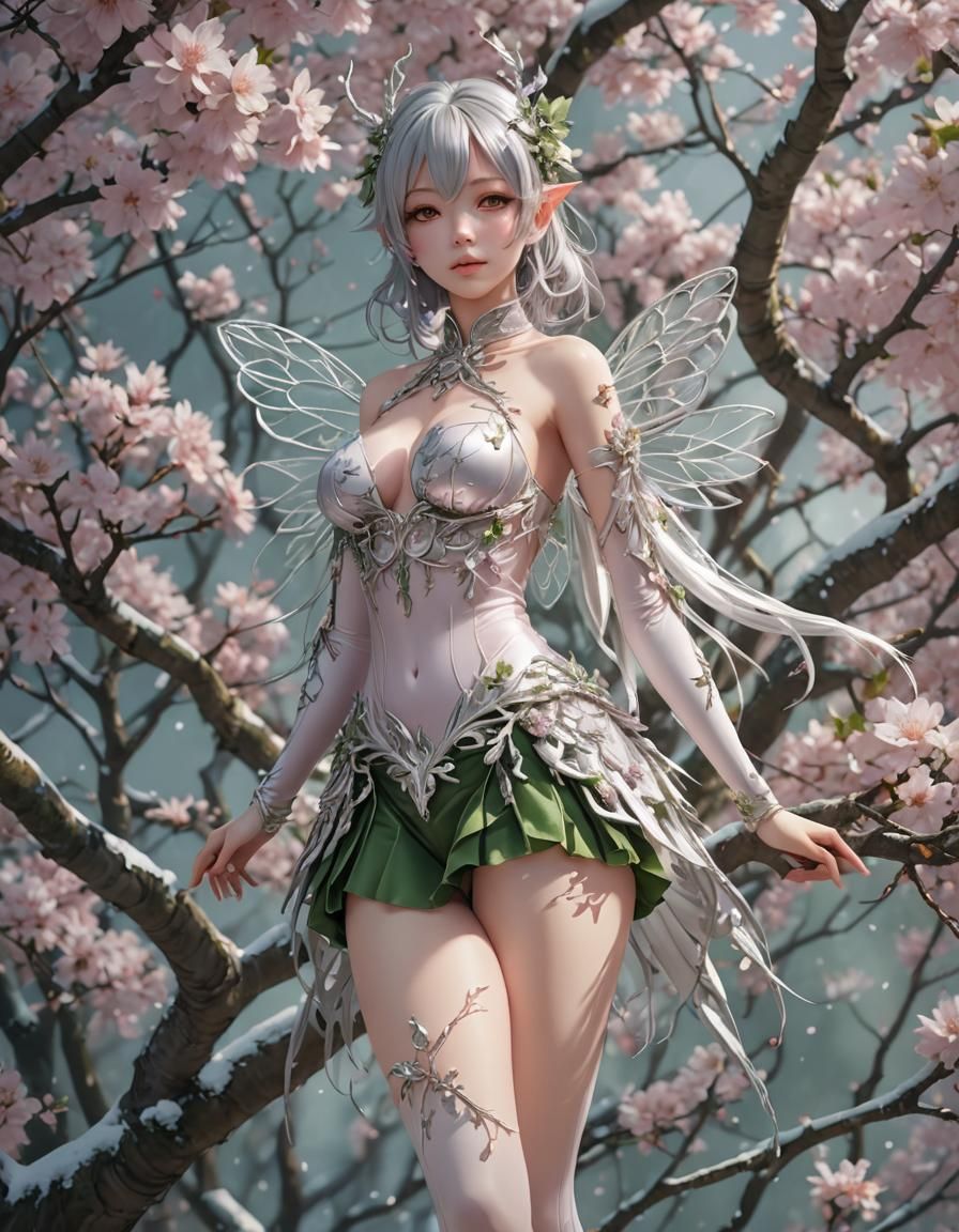 Sakura Fairy in Silk Outfit: 3D Anime Art