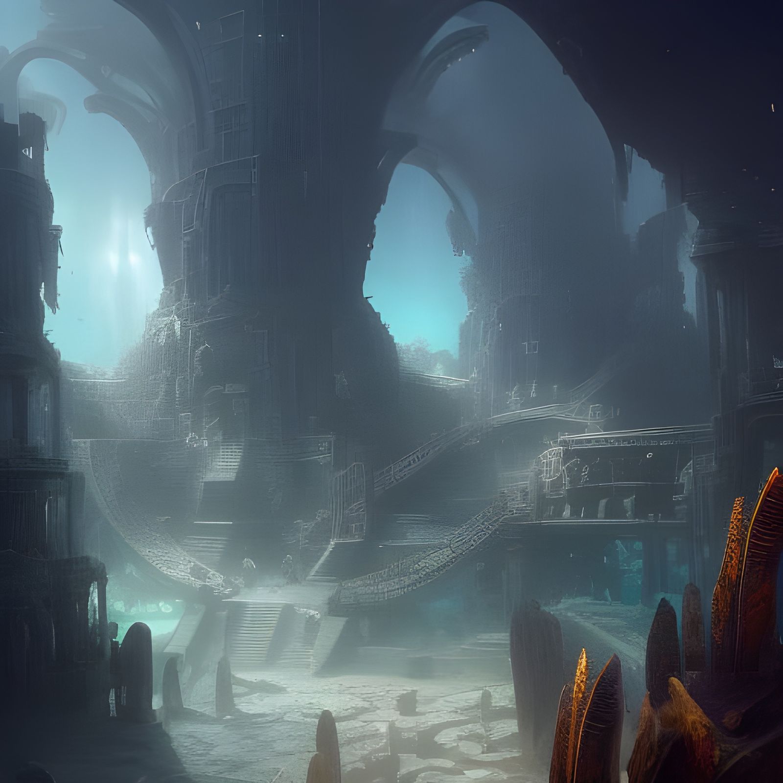 Atlantis: Lost City in Dark Fantasy Style