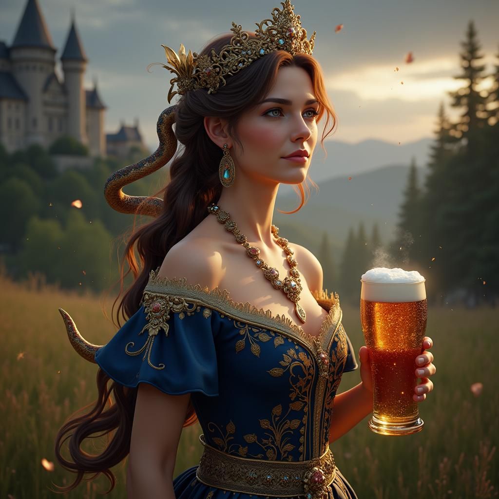 Germanic Queen with Beer Stein in Fantasy Art