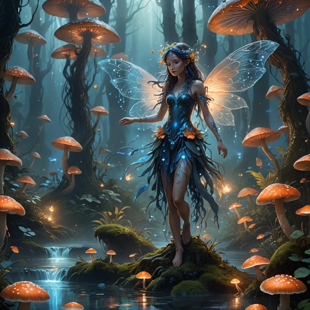 Ethereal Water Sprite in Mystical Forest