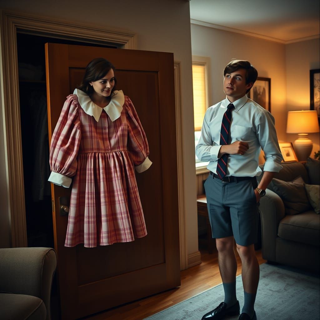 Enchanting Woman Invites in Elegant Dress