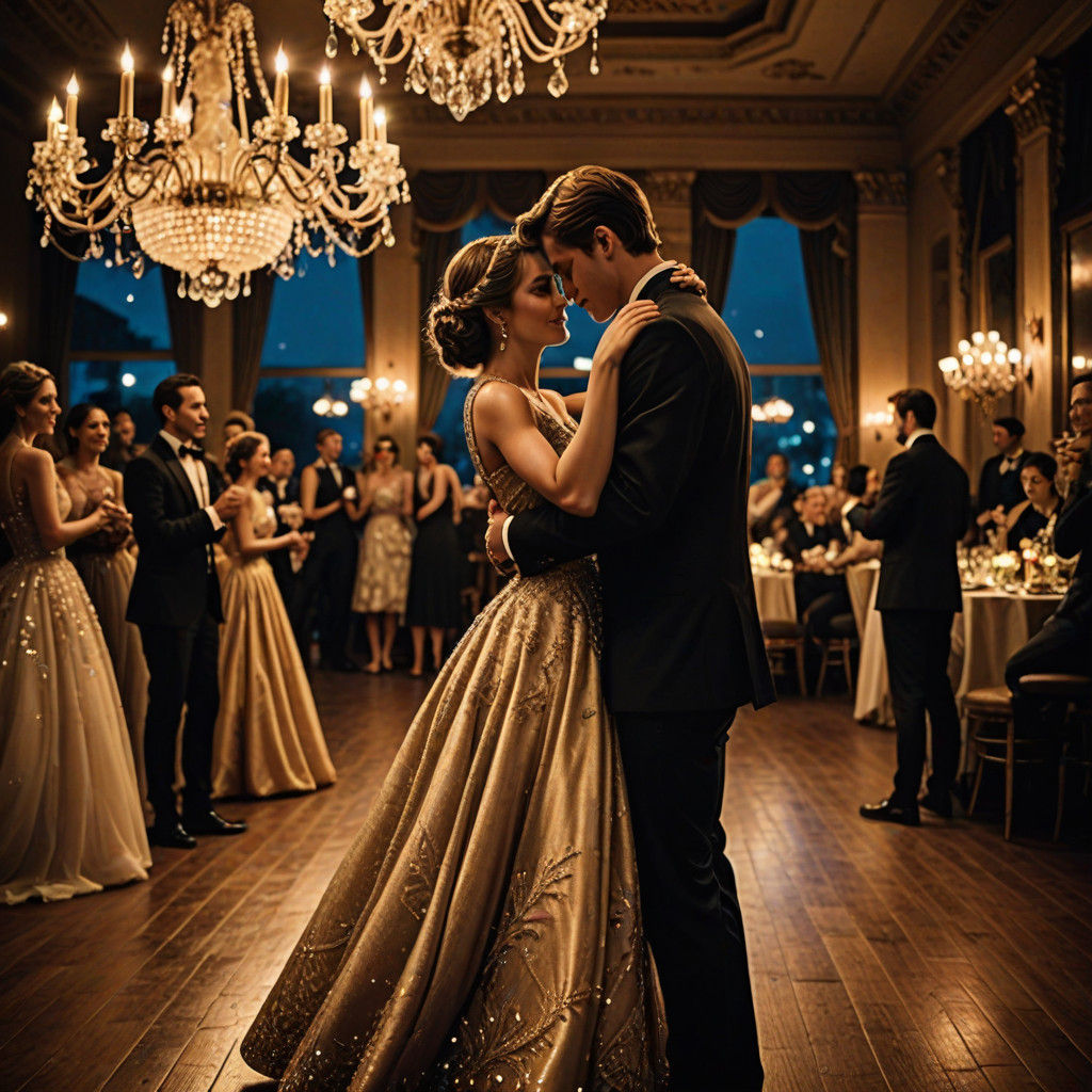Romantic Prom Dance in a Cinematic Film Still