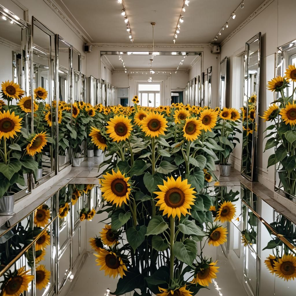 Sunflowers in Mirrored Room: Infinite Reflections