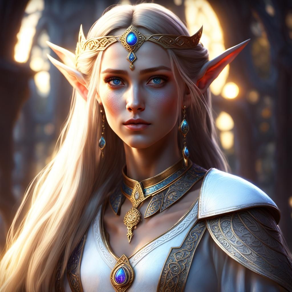 Fantasy Elf with Blonde Hair, Digital Art