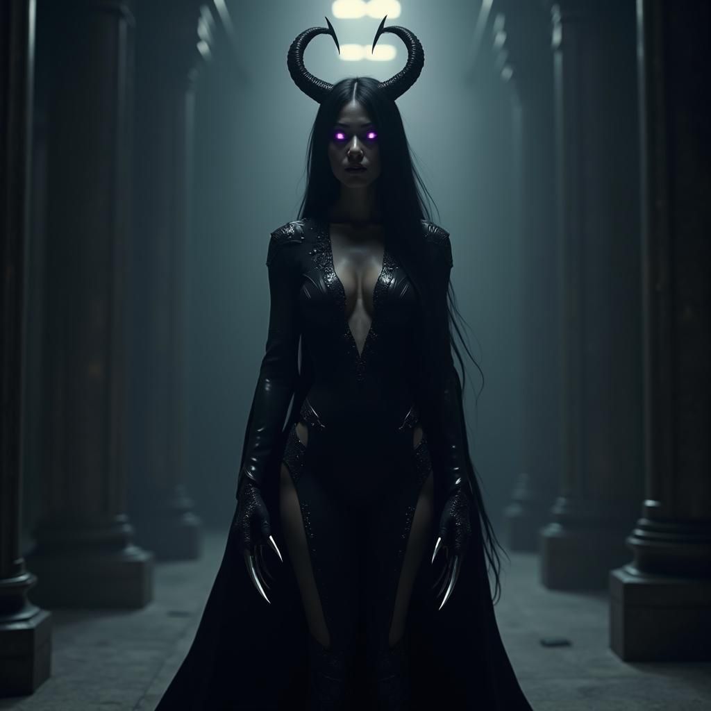 Shadow Demon in Cyberpunk Castle, Sci-Fi 8K