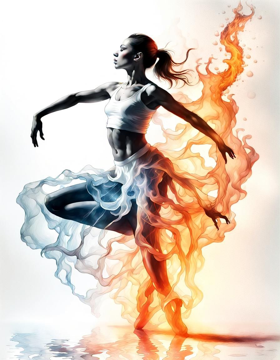 Dancer with Fire and Ice, Lead Pencil Drawing