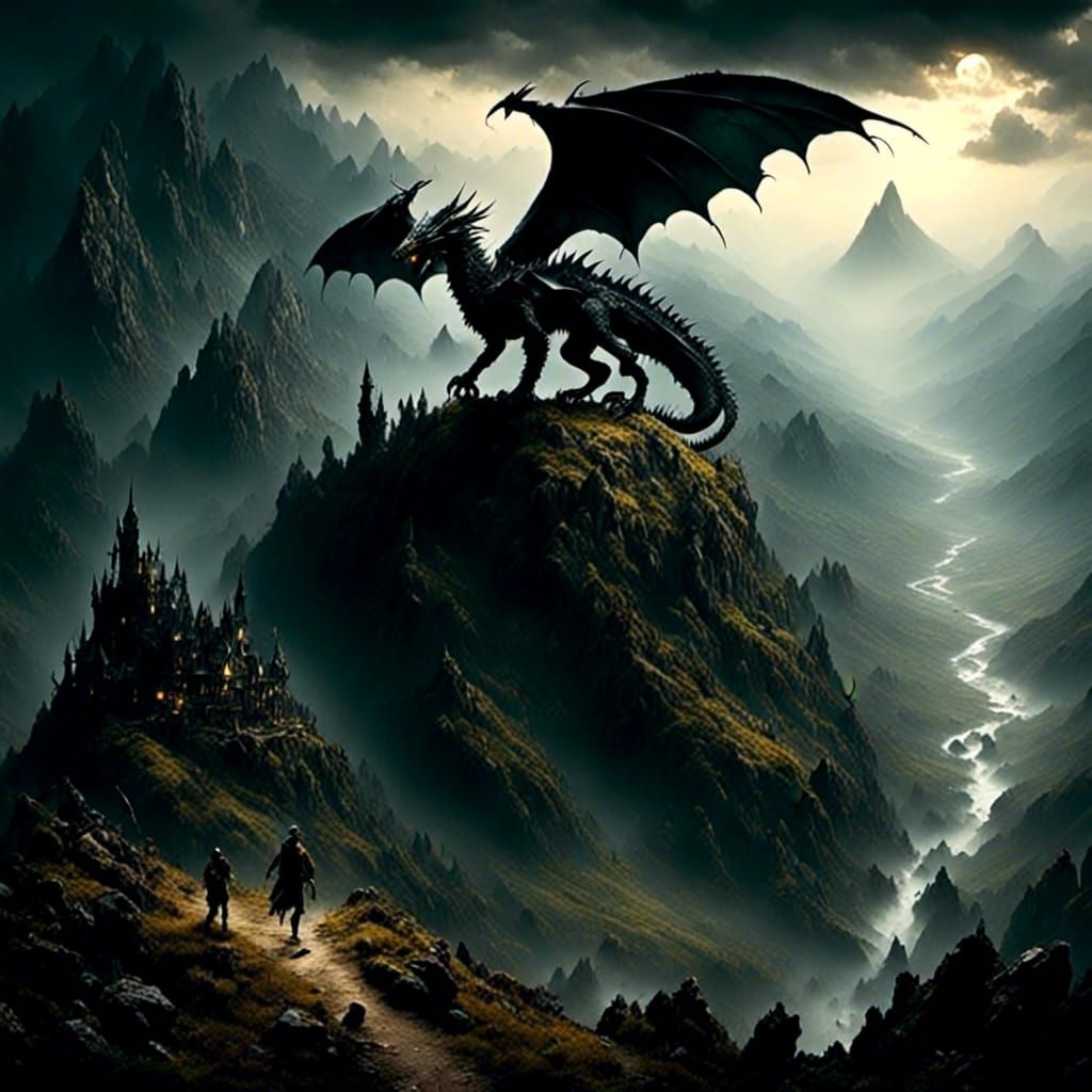 Dragon in its Nest Fantasy Art