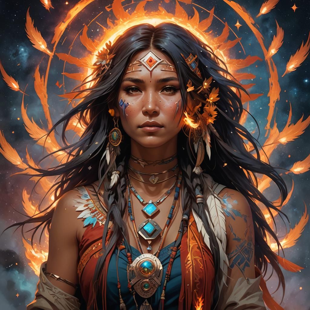 Native American Woman in Dream Trap Art