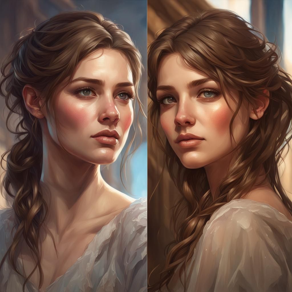 Realistic Portrait of a Young Brown-Haired Woman