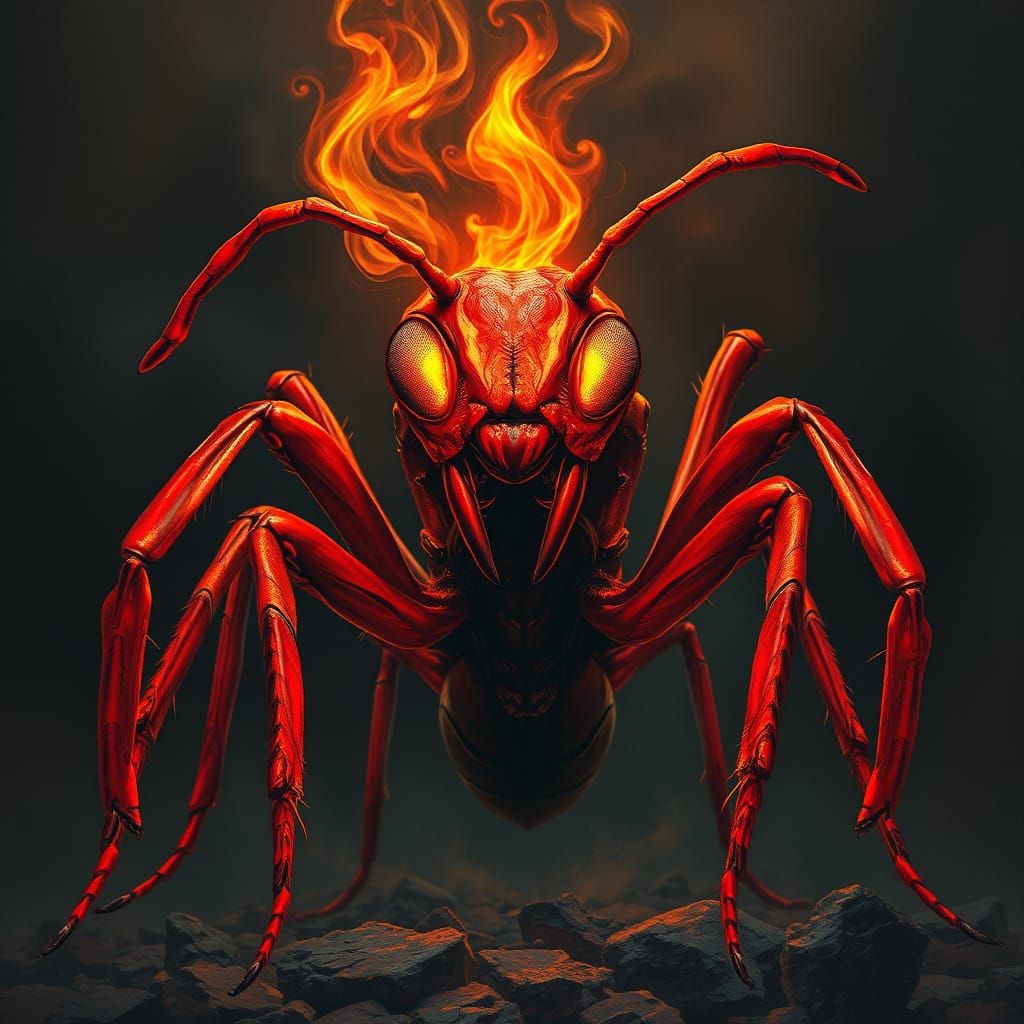 Glowing Red Ant Illuminated by Inner Inferno