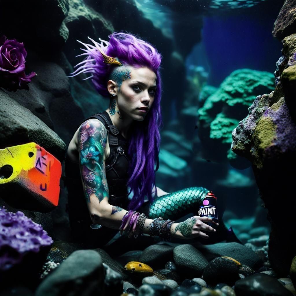 Gritty Urban Scene with Oversized Spray Paint Can