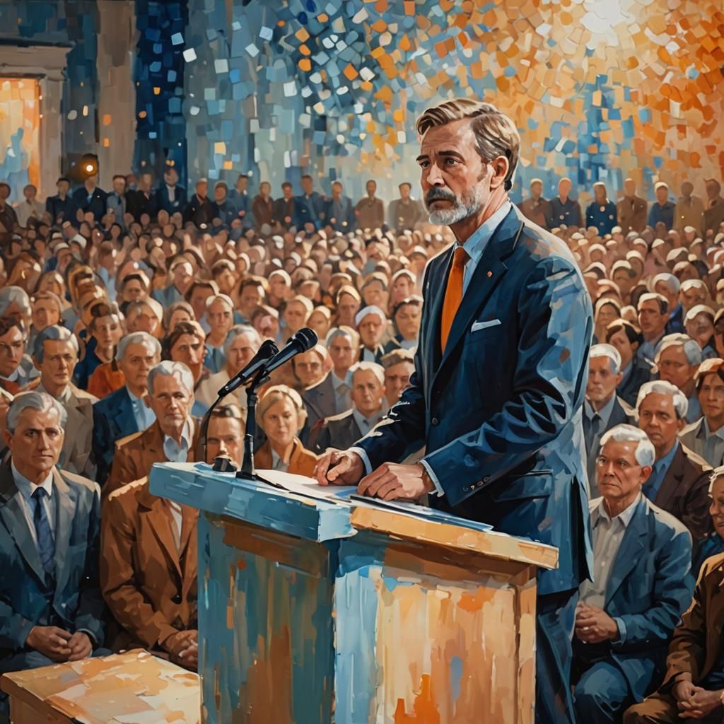 Honest Politician in Impressionist Style with Warm Tones