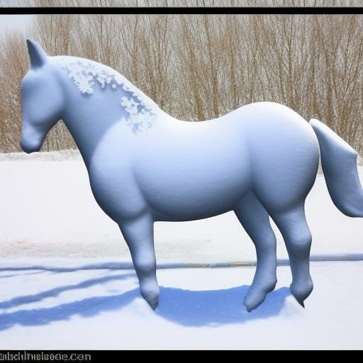Detailed Snow Horse Sculpture